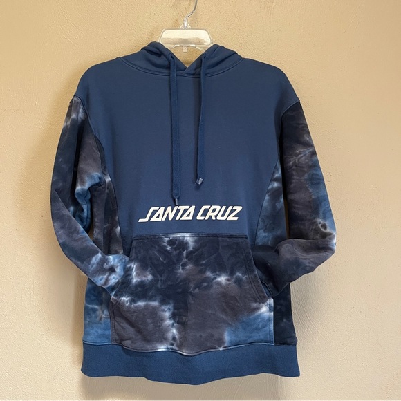 Santa Cruz Skateboards Blue Tie-Dye Sweater with skull and scorpion graphic sz S - Picture 1 of 4